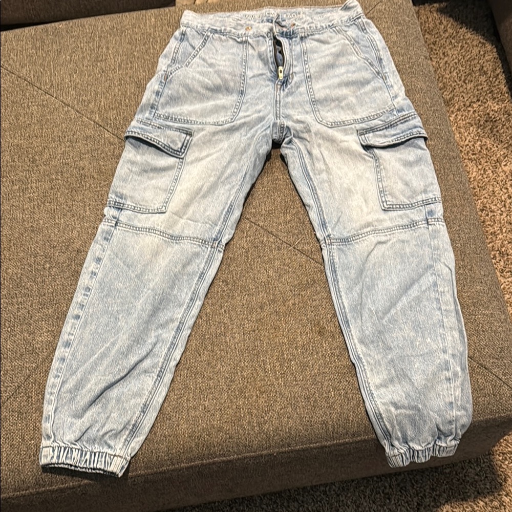 American Eagle Outfitters Blue Relaxed Fit Jogger Jeans